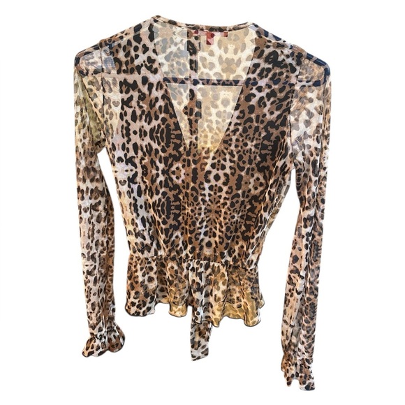 Guess Sheer animal print blouse-Size S - Picture 3 of 5